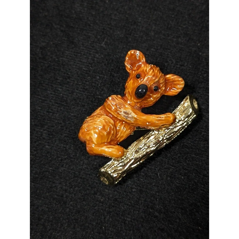 Vintage Gerry's Brown Koala‎ Bear Gold Tone Figural Brooch Pin